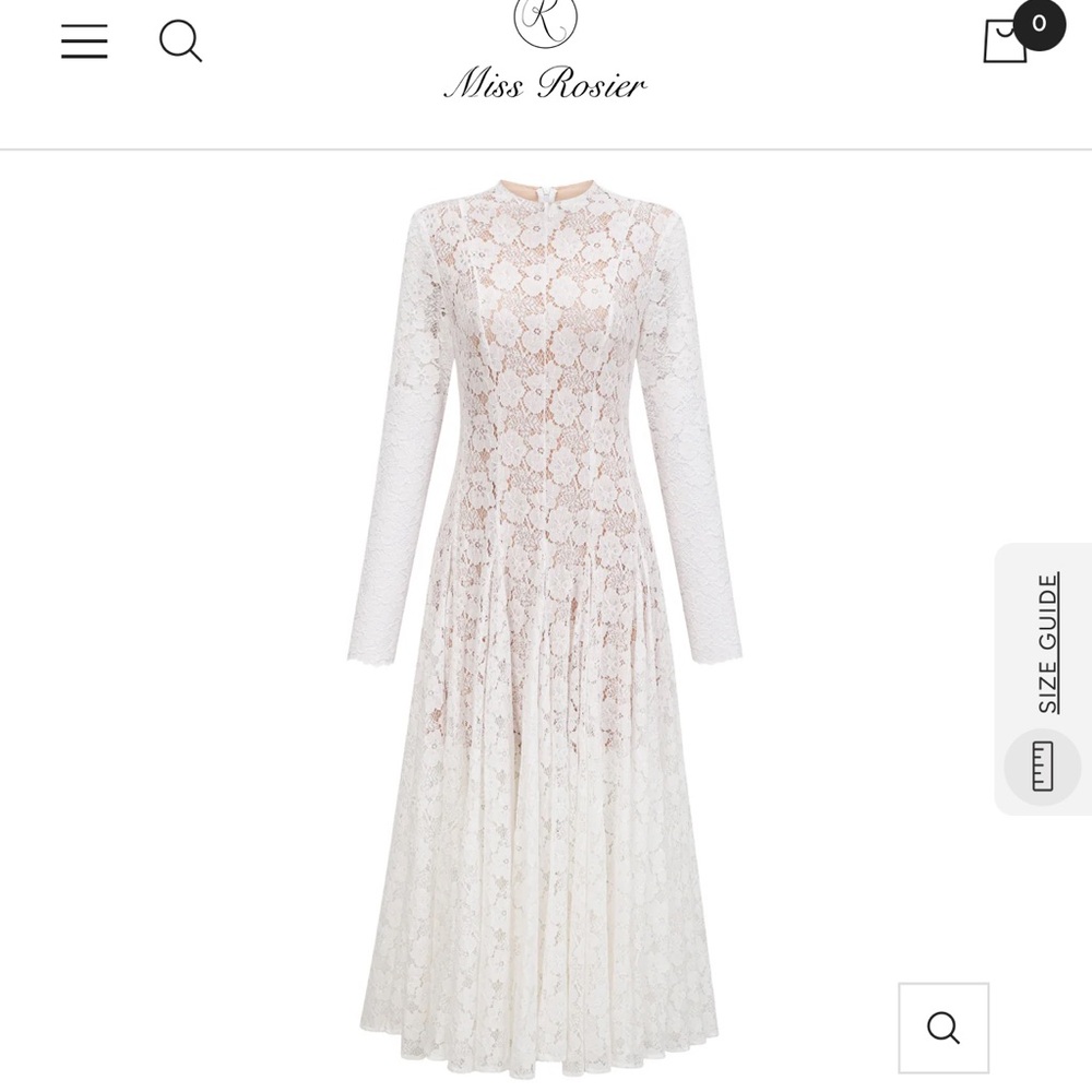 Miss Rosier Long Sleeve White Lace Dress